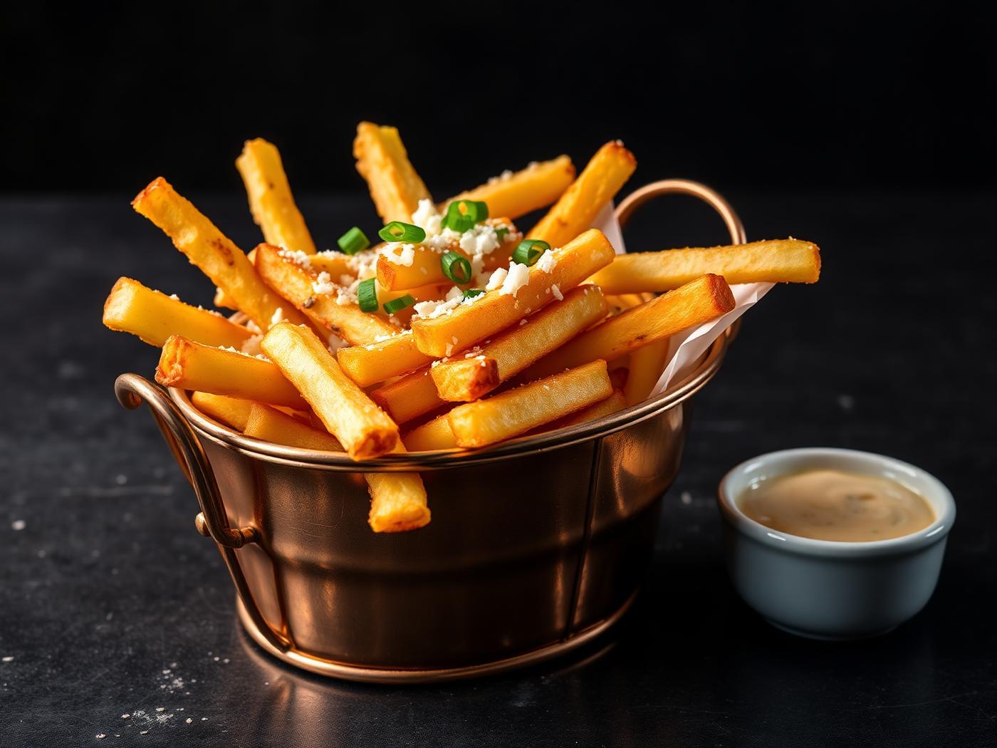 Truffle fries in copper basket