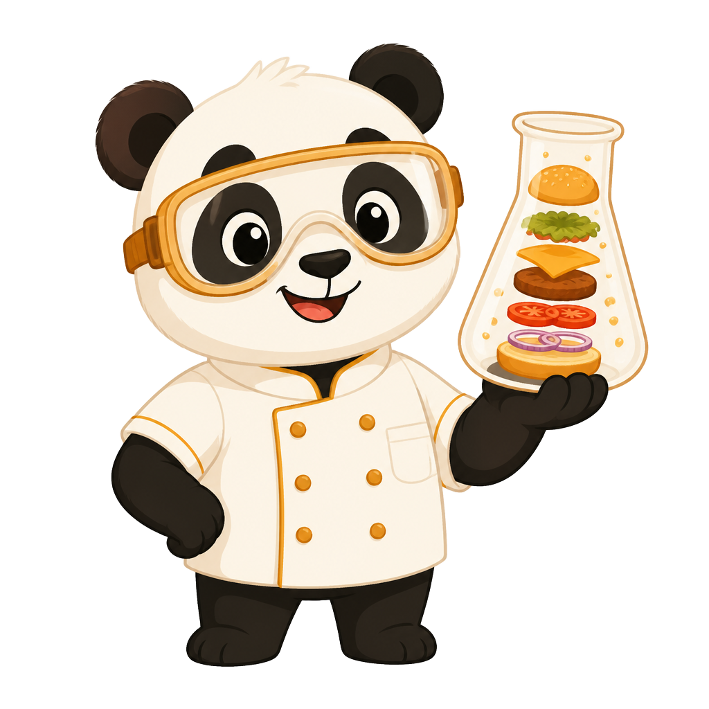 Food Terrace panda mascot — lab