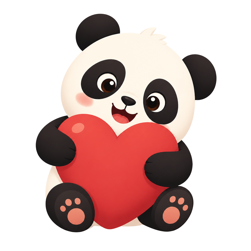 Food Terrace panda mascot — love
